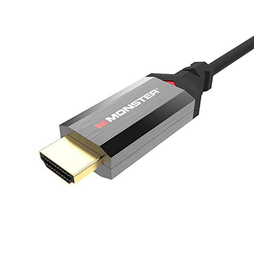 몬스터 에센셜 HDMI 2.1-48 Gbps 액티브 광학 케이블 Featuring 알루미늄 압출 커넥터 - 지원 8K @ 60HZ, 4K @ 120HZ, 프리미엄 인증된, V-Grip, 15 미터