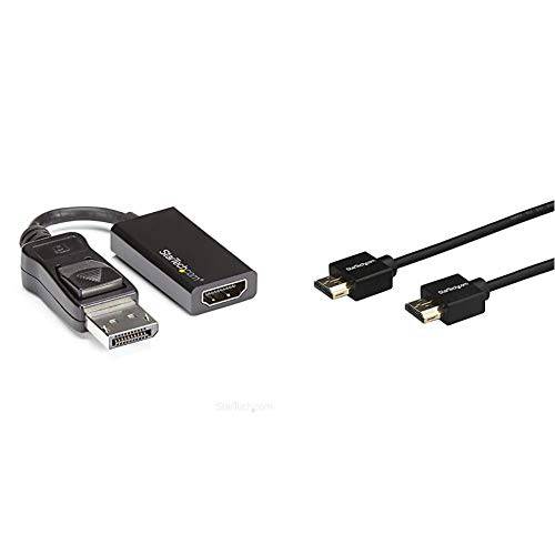 StarTech.com 1x DisplayPort,DP to HDMI 어댑터 - 4K 60Hz 비디오 컨버터, 변환기 (DP2HD4K60S) 번들,묶음 1x 고속 HDMI 2.0 케이블 - 2m/ 6 ft - 4K (HDMM2MLP)