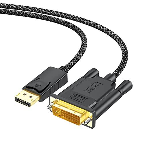 DisplayPort,DP to DVI 케이블 3FT, FEMORO DP 디스플레이 포트 to DVI 어댑터 케이블 모니터 노트북 컴퓨터 데스크탑 Braided 케이블