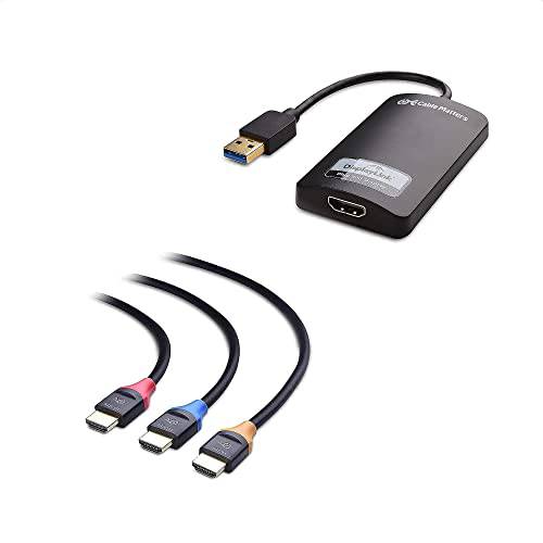 케이블 Matters 초고속 USB 3.0 to HDMI 어댑터 (USB to HDMI 어댑터)  윈도우& 3-Pack 고속 HDMI to HDMI 케이블 6 Feet
