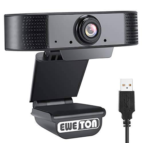 EWETON 1080P 웹캠 마이크,마이크로폰, USB 2.0 컴퓨터 웹 카메라 오토 라이트 보정, 플러그 and 플레이, 윈도우 Mac OS, 비디오 스트리밍, 회의, 게이밍, 온라인 수업 (블랙 104)