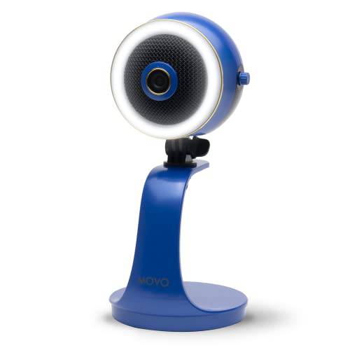 Movo WebMic HD 프로 All-in-One 웹캠 마이크 and 링 라이트 in 로얄 블루- 1080p HD 카메라, 프로 카디오이드 콘덴서 마이크,마이크로폰, LED 링 라이트 - HD 웹캠 스트리밍, 비디오 전화, 레코딩, 게이밍
