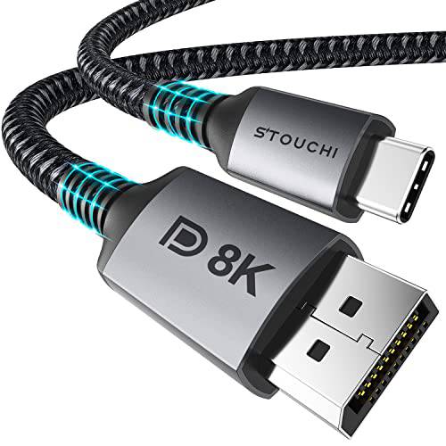 USB C to DisplayPort,DP 1.4 8K 케이블 Stouchi 1.2M/ 4Ft 썬더볼트 3 to DisplayPort,DP 4K@144Hz/ 120Hz 5K@60Hz 2K@240Hz HBR3 DP1.4 어댑터 2021 맥북 프로, M1 Mac 미니, Dell XPS