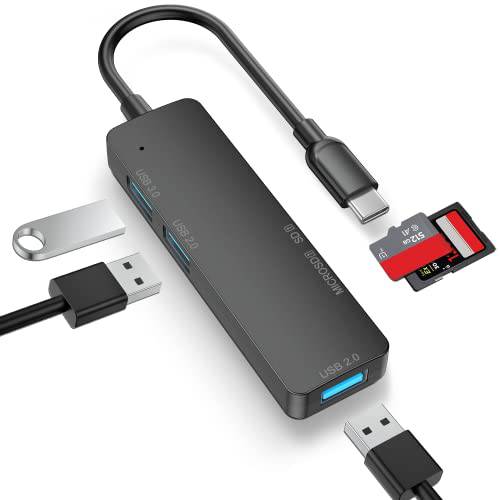 USB 3.0 허브 멀티포트 어댑터 - 5 in 1 휴대용, 마우스, 키보드, USB 스틱 and SD/ TF 독서 지원 [충전 Not 지원], 맥북, Mac 프로, Mac 미니, 아이맥, PC,  플래시드라이브, 휴대용 HDD