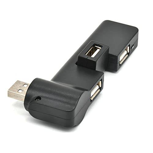 Faoyliye 미니 USB 2.0 허브 4 포트 USB 허브, [90°/ 180° 도 회전가능] USB 허브 USB 연장 마우스, 키보드,  하드디스크 or More USB 디바이스 - 블랙