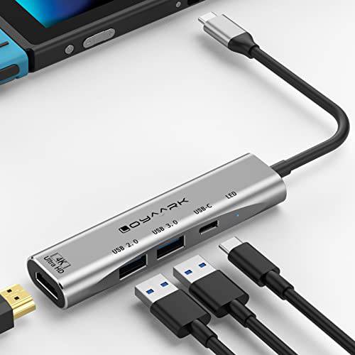 Loya Ark 휴대용 탈부착 스테이션  닌텐도스위치 and 삼성 Dex 모드, 타입 C to 4K HDMI TV 여행용 도크, USB-C 디지털 AV 멀티포트 어댑터 USB3.0, USB2.0, PD 충전
