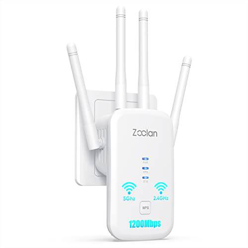 와이파이 레인지 확장기 무선 부스터: 인터넷 신호 리피터 1200Mbps 5GHz 2.4GHz 듀얼밴드 네트워크 앰프 가정용 이더넷 포트 부스트 Wi Fi Extend 커버리지 to 6000 Sq Ft