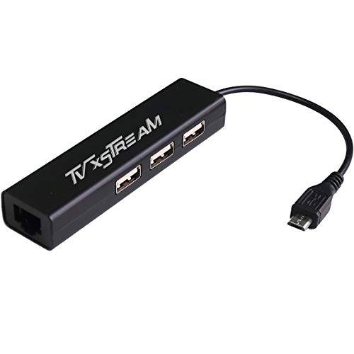 TV xStream 랜 랜포트 3 USB 포트 허브 마이크로 USB 파워 TV 스트리밍 디바이스, 스틱 2nd 세대, 3rd 세대 4K FireStick, 플러스 USB to DC 케이블 파워