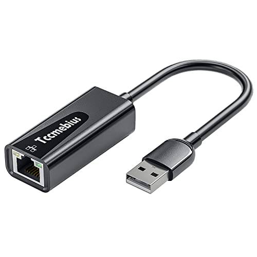 Tccmebius USB 랜포트, USB 2.0 to 10/ 100 이더넷 랜 네트워크 유선 어댑터 맥북, 서피스 프로, 노트북 PC, 호환가능한 Windows7/ 8/ 10, Mac OS, 안드로이드, 크롬 OS, 리눅스 (TCC-S20A)