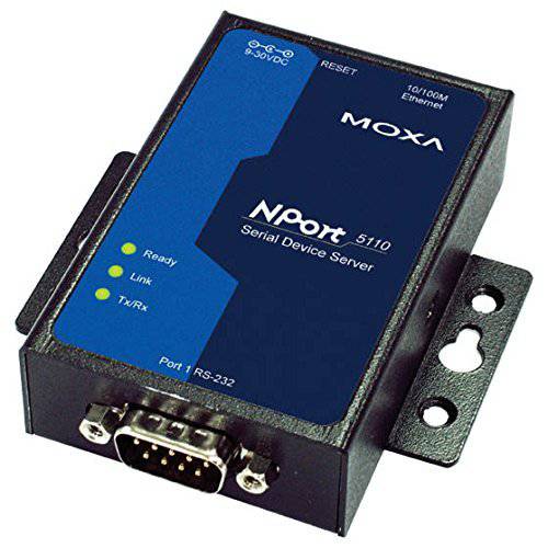 MOXA NPort 5110-T - 1 포트 Serial 디바이스 서버, 10/ 100 이더넷, RS232, DB9 Male, -40 to 75°C 작동 온도