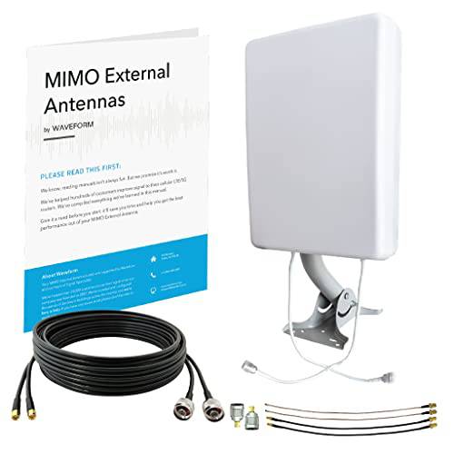 MIMO 패널 안테나 키트 by Wave 폼 |+ 9 dBi 게인 | 600-2700 Mhz |  3G, 4G LTE, 5G 모뎀,  라우터, &  셀 Boosters | TS9, SMA, U.FL 어댑터 (트윈 케이블)