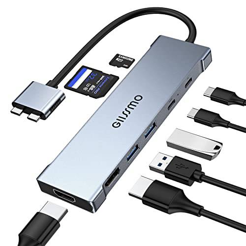 탈부착 스테이션 맥북 프로 에어, 듀얼 HDMI 어댑터 맥북 프로, 8 in 2 USB C 허브 HDMI, 2 USB 3.0, SD/ TF 카드 리더, 리더기, USB-C, 100W PD 멀티포트 어댑터 맥북 프로/  에어 2021-2018