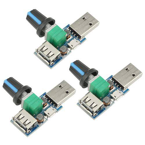 XINGYHENG 3Pcs 5W 미니 USB선풍기 에어 볼륨 스피드 SteplessGovernor 모듈 USB 스피드 컨트롤러 DC 5V USB Male 입력 DC4-12V to 2.5-8V and 스피드 컨트롤 노브 스위치 기능