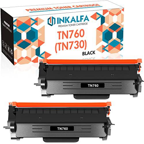 Inkalfa 호환가능한 TN760 TN730 토너,잉크토너: 카트리지 교체용 Brother TN760 TN-760 TN 760 730 TN-730 HL-L2395DW MFC-L2710DW HL-L2350DW MFC-L2750DW DCP-L2550DW HL-L2370DW 프린터 (블랙, 2-Pack)