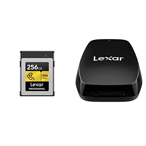 Lexar 프로페셔널 CFexpress 256GB Type-B 카드 (LCFX10-256CRBNA)+ Lexar 프로페셔널 CFexpress 타입 B USB 3.2 세대 2x2 리더, 리더기, Up to 1700MB/ s Read, Designed CFexpress 타입 B 카드 (LRW550U-RNBNU)