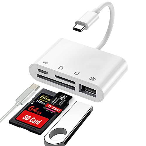 USB C to SD TF 메모리 카드 리더, 리더기 호환가능한 아이패드 프로 맥북 프로 크롬북 4-in-1 타입 C 메모리 카드 리더, 리더기 SD to USB C 어댑터 호환가능한 갤럭시 S10/ S9, XPS and More USB C 디바이스