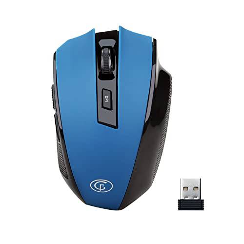 무선 마우스, E-YOOSO 컴퓨터 마우스 5 조절가능 DPI 6 버튼 무선 마우스 무선 광학 마우스 USB 소형 리시버, 2.4G 휴대용 USB 마우스 노트북/ 윈도우/ 오피스 PC/ Mac(Blue)