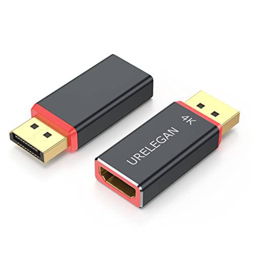 DisplayPort,DP to HDMI 어댑터 4K UHD 1-Pack (Not USB), URELEGAN 디스플레이 포트 (DP) to HDMI 컨버터, 변환기 알루미늄 쉘 지원 비디오&  오디오 호환가능한 DisplayPort,DP Source 디바이스