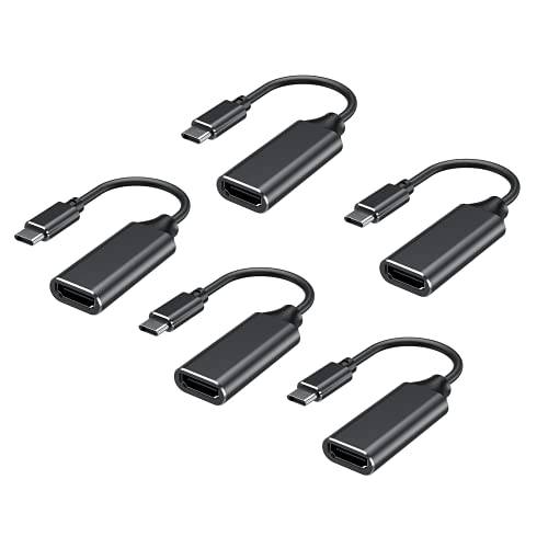 USB C to HDMI 어댑터 4K Mac OS, Type-C to HDMI 어댑터 [썬더볼트 3], 호환가능한 맥북 프로 2019/ 2018/ 2017, 맥북 에어, 갤럭시, Dell XPS, Pixelbook, 마이크로소프트 and More (5 팩)