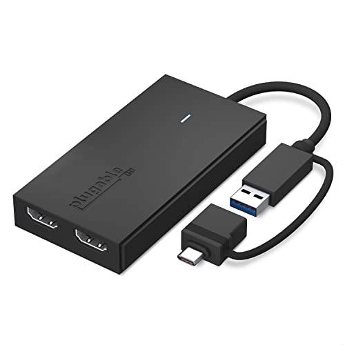 Plugable USB 3.0 or USB C to HDMI 어댑터 듀얼 모니터, 범용 비디오 그래픽 어댑터 Mac and 윈도우, 썬더볼트 3/ 4, USB 3.0 or USB-C, 1080p@60Hz