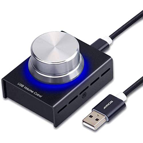 USB 볼륨 컨트롤 노브, 멀티미디어 컨트롤러, 오디오 볼륨 컨트롤 조절기 원 버튼 음소거 기능, 지원 Win7/ 8/ 10/ XP/ Mac/ Vista and 안드로이드