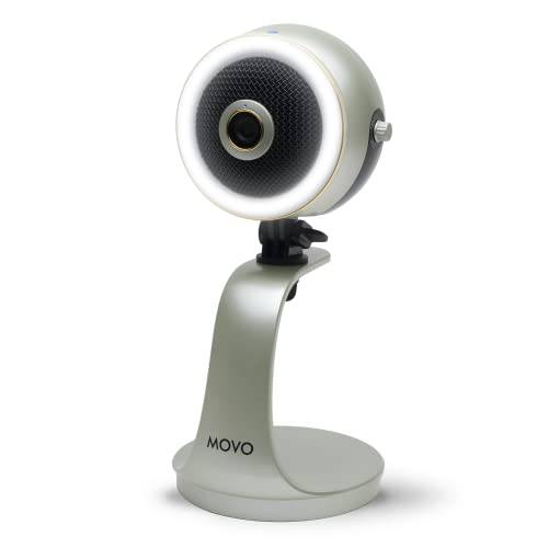 Movo WebMic HD 프로 All-in-One 웹캠 마이크 and 링 라이트 in 실버- 1080p HD 카메라, 프로 카디오이드 콘덴서 마이크,마이크로폰, LED 링 라이트 -HD 웹캠 스트리밍, 비디오 전화, 레코딩, 게이밍