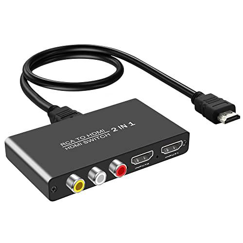 RCA to HDMI 컨버터, 변환기, AV and HDMI to HDMI 어댑터 3 in 1 Out, 1 포트 RCA and 2 포트 HDMI 입력 변환기 셀렉터 N64 PS3 Wii 엑스박스 N64 VHS VCR Blue-ray DVD 플레이어