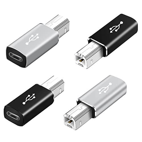 USB C to USB B 어댑터 YACSEJAO 4-Pack USB C Female to 프린터 Male 컨버터, 변환기 어댑터 호환가능한 MIDI，Printers，Electric 피아노 and Synthesizers 디바이스