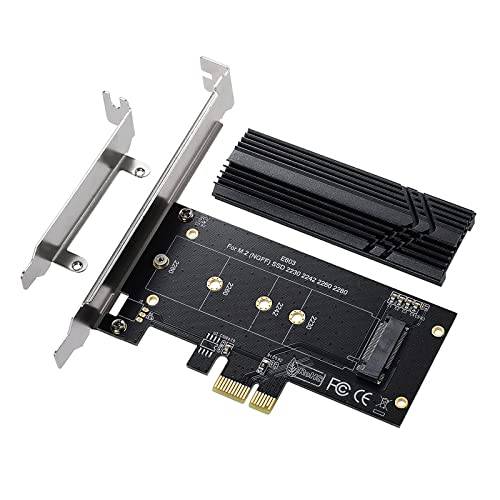 YUNKOZAND M.2 PCIe to PCIe 3.0 x1 NVMe 컨트롤러 확장 카드, 알루미늄 라디에이터, 호환가능한 X1, X4, X8, X16 PCI-e 인터페이스, M-Key M.2 SSD 2280/ 2260/ 2242/ 2230