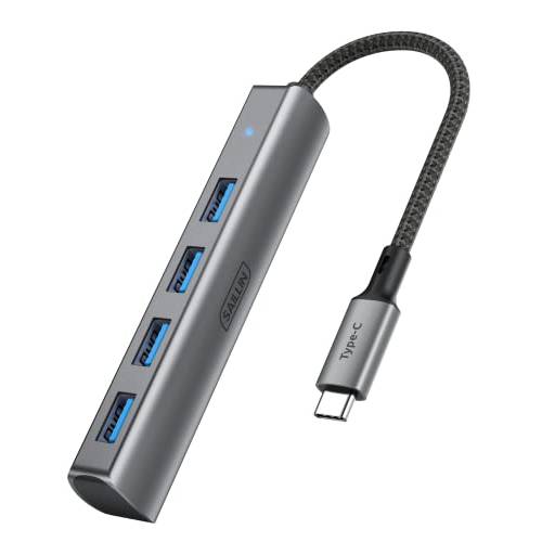 USB C to USB 허브 4 포트, SAILLIN 알루미늄 타입 C to USB 어댑터 4 USB 3.0 포트, 썬더볼트 3 to USB 3.0 멀티포트 어댑터 호환가능한 맥북 프로/ 에어, 아이패드 프로, XPS, 크롬북 and More