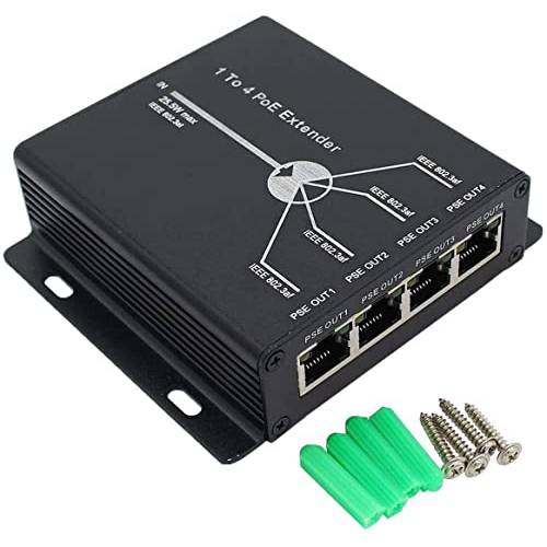 BeElion PoE 확장기 이더넷 리피터 10/ 100Mbps, 1In/ 4Out 10/ 100BASE-TX IEEE802.3at (Power-in) to IEEE802.3af (Power-Out) PoE 확장기 이더넷/ PoE 파워, IP 카메라, Other 네트워크