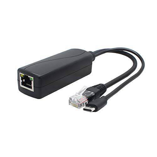 ANVISION 5V PoE 분배기, USB 타입 C, 48V to 5V 2.4A, IEEE 802.3af Compliant, 10/ 100Mbps