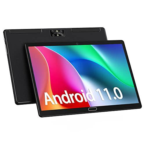 태블릿, 태블릿PC 10.1 인치 안드로이드 11 태블릿 4G 램, 64GB 스토리지, 4G LTE 폰, Octa-Core 칩, 13MP 카메라, 블루투스, 와이파이, GPS, 듀얼 Sim 카드 슬롯, 128GB Expand 지원 HD 터치스크린 1080P, (블랙)