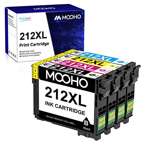 MOOHO 재충전,재생산 잉크 카트리지 교체용 212XL 212 XL T212XL T212 Workforce WF-2850 WF-2830 Expression 홈 XP-4100 XP-4105 프린터 잉크 (블랙, Cyan, Magenta, Yellow, 콤보 팩 4)