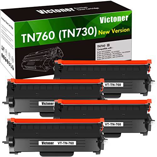 VICTONER 호환가능한 토너,잉크토너 카트리지 교체용 Brother TN760 TN-760 TN 760 TN730 TN-730 MFC-L2710DW MFC-L2750DW HL-L2395DW HL-L2370DW HL-L2390DW 프린터 New 버전 (4PK 토너,잉크토너 TN-730/ TN-760)