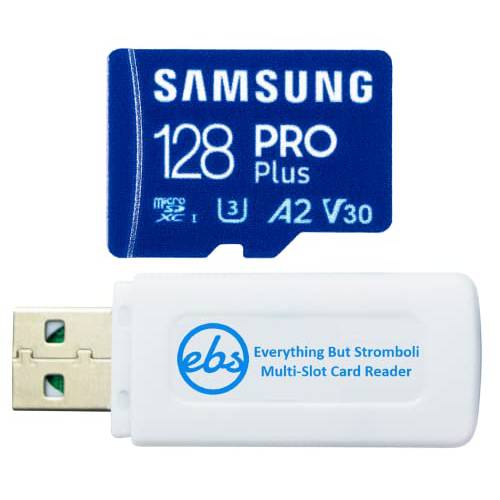 삼성 128GB 프로 플러스 메모리 카드 삼성 갤럭시 태블릿, 태블릿PC - 탭 A8 10.5,  탭 A7 라이트,  탭 S7 FE, S7+,  탭 S6 라이트 (MB-MD128KA) 번들,묶음 1 Everything But 스트롬볼리 SDXC&  마이크로 SD 카드 리더, 리더기