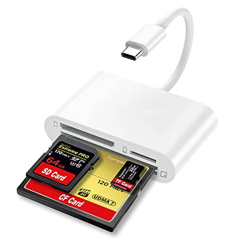 USB C to CF SD 마이크로 SD 멀티 카드 리더, 리더기 SD 카드 어댑터 3-in-1 타입 C 어댑터 호환가능한 맥북 Mac 아이패드 프로 서피스 크롬북 삼성 and More USB C 디바이스