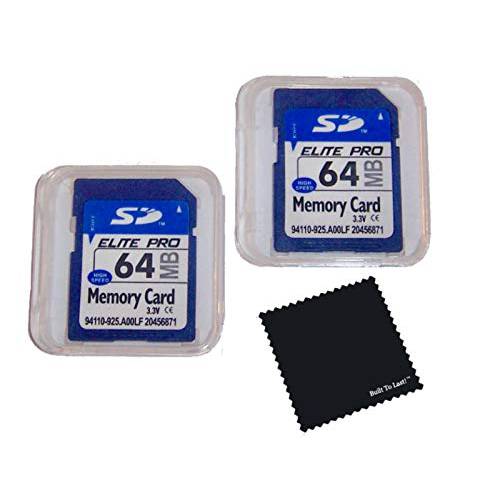 2 팩 64mb 메모리 카드 호환가능한 64 MB SD 카드 (Not 64GB), 2 팩 메모리 카드 and 케이스 w/ 빌트 to Last 극세사 천, 호환가능한 모든 SD 디바이스