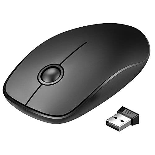 무선 Mouse【Silent& Ultra-Slim,  편리한&  휴대용】 편안 2.4G 인체공학 풀 사이즈 무선 마우스 간편 연결 노트북/ PC/ 윈도우/ Mac etc.-Intelligent 에너지 절약, 블랙