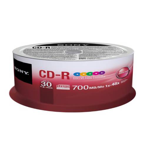 소니 30CDQ80XP CD-R 48X 80 Min/ 700MB 컬러 Spindle 컴팩트 디스크, 30-Pack