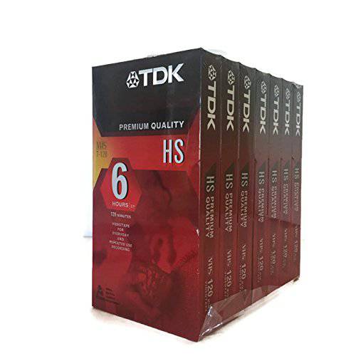 TDK 7 팩 T-120 VHS 프리미엄 퀄리티 HS 비디오 테이프- 120 minute/ 6 시간. 단종 by 제조사