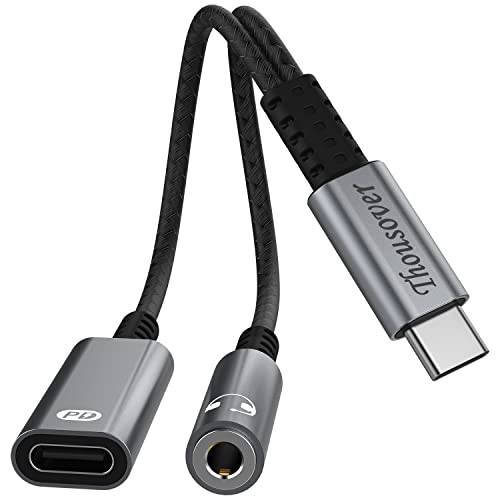 USB c to 3.5mm 헤드폰 and 충전기 어댑터, 2-in-1 USB C PD 3.0 충전 포트 to Aux 오디오 잭 and 고속충전 동글 케이블 케이블 호환가능한 삼성 S21 S20 S20+ 울트라, 구글 픽셀 4 3 XL…