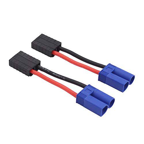 OliRC 2pcs 호환가능한 TRX Traxas Female to EC5 Male 커넥터 어댑터 14awg 5cm Cable(C112-2)
