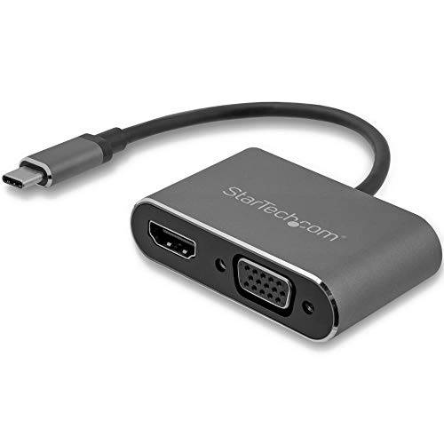 StarTech.com USB-C to VGA and HDMI 어댑터 - 2-in-1 - 4K 30Hz - 스페이스 그레이 - 윈도우& Mac 호환가능한 (CDP2HDVGA)