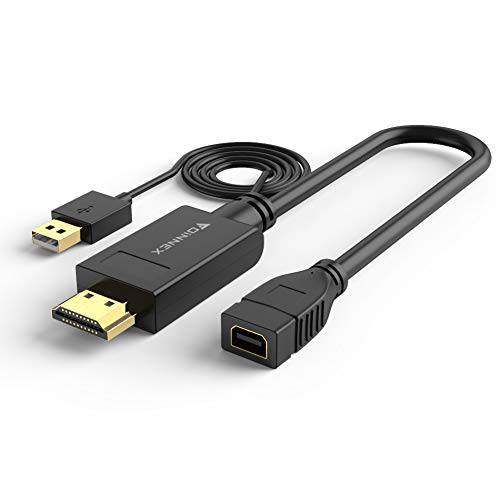 HDMI to 미니디스플레이포트, 미니 DP 어댑터/ 컨버터, 변환기 4K@30Hz, FOINNEX 액티브 HDMI Male to 미니 DP Female 커넥터 맥북 프로, Mac 미니, HP 노트북, Dell, PC to 애플 시네마 Display(24/ 27 인치), 아이맥 모니터