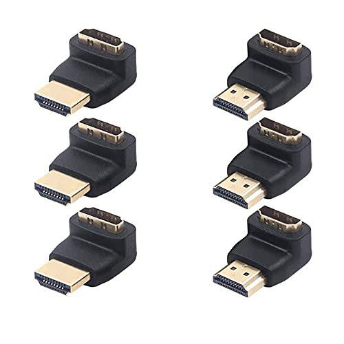 VCE HDMI 90 and 270 도 어댑터 6-Pack,  직각 HDMI Male to Female L 어댑터 커넥터 3D& 4K 지원