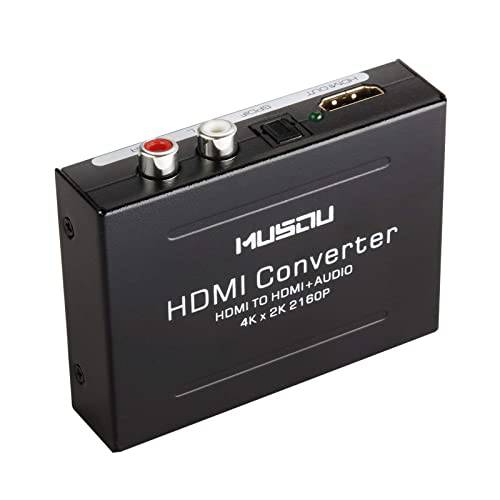 HDMI 오디오 분리기 V1.4, HDMI to HDMI+  광학 Toslink(SPDIF)+ RCA(L/ R) 스테레오 아날로그 출력 비디오 오디오 분배기 컨버터, 변환기 지원 4K, 블랙…