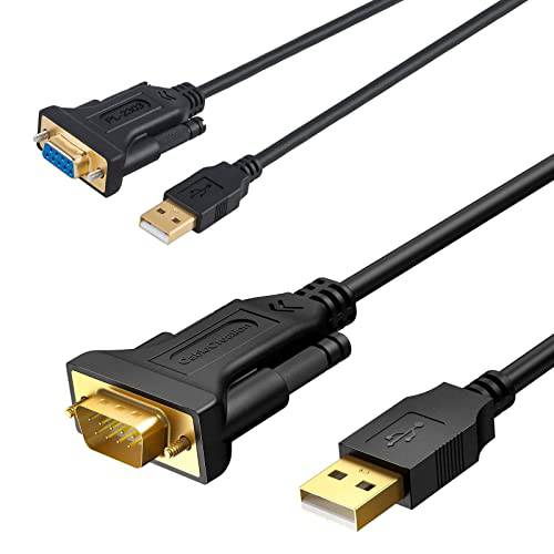 번들, 묶음  2 아이템: CableCreation USB to RS232 Serial 케이블 10FT USB to RS232 Serial 어댑터+ PL2303 칩셋 10 FT Cashier 레지스터, 모뎀, 스캐너, 디지털 카메라, CNC etc, 블랙
