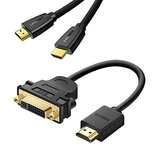 UGREEN HDMI to DVI 24+ 5 케이블 HDMI 케이블 번들,묶음, 선택형 HDMI Male to DVI-I Female 어댑터 1080P 비디오 컨버터, 변환기 호환가능한 애플 TV 박스, HDTV, 엑스박스 360, PS4 PS3,  닌텐도스위치