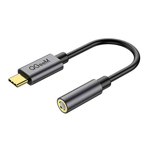 USB 타입 C to 3.5mm 헤드폰 잭 어댑터, QGeeM USB C to Aux 오디오 동글 케이블 케이블 호환가능한 픽셀 4/ 3/ 2/ XL, 삼성 갤럭시 S20, 아이패드 프로 and More